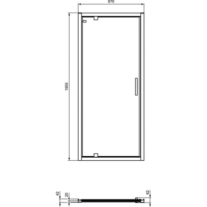 Cabina dus dreptunghiulara cu usa batanta si perete fix Ideal Standard Connect 2 PV 90x85 cm