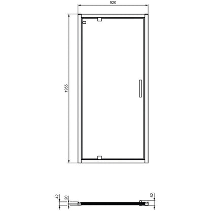 Cabina dus dreptunghiulara cu usa batanta si perete fix Ideal Standard Connect 2 PV 95x80 cm