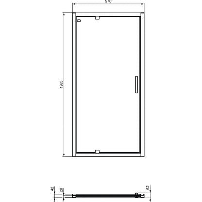 Cabina dus dreptunghiulara cu usa batanta si perete fix Ideal Standard Connect 2 PV 100x70 cm