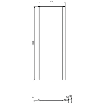 Cabina dus dreptunghiulara cu usa batanta si perete fix Ideal Standard Connect 2 PV 100x75 cm, profil negru