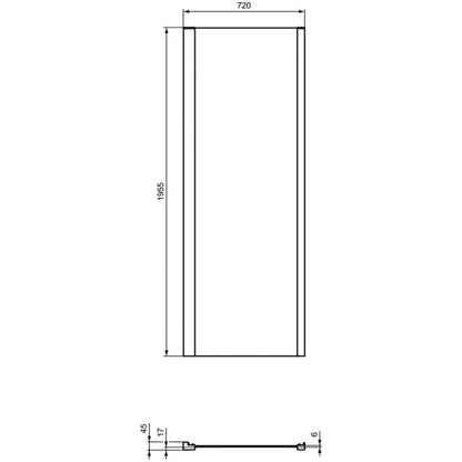 Cabina dus dreptunghiulara cu usa glisanta Ideal Standard Connect 2 105x75 cm