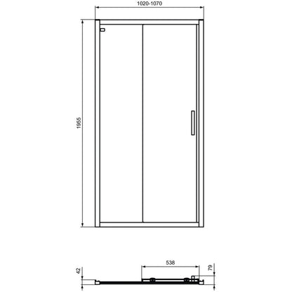Cabina dus dreptunghiulara cu usa glisanta Ideal Standard Connect 2 105x85 cm