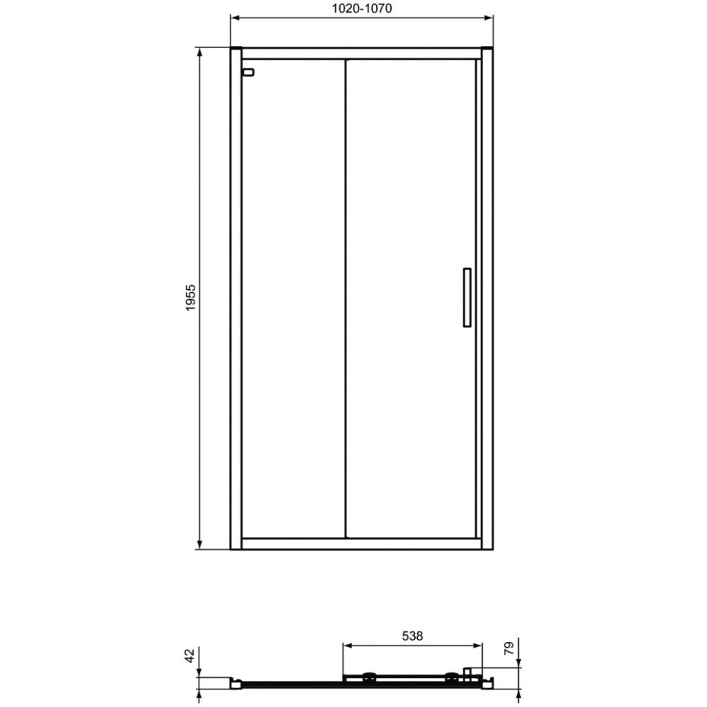 Cabina dus dreptunghiulara cu usa glisanta Ideal Standard Connect 2 105x90 cm