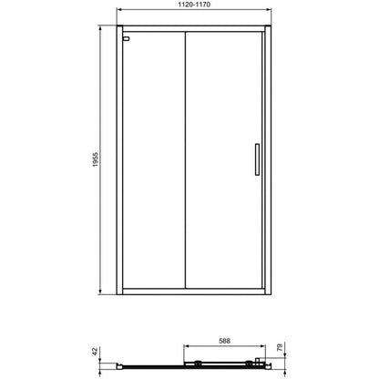 Cabina dus dreptunghiulara cu usa glisanta Ideal Standard Connect 2 115x80 cm