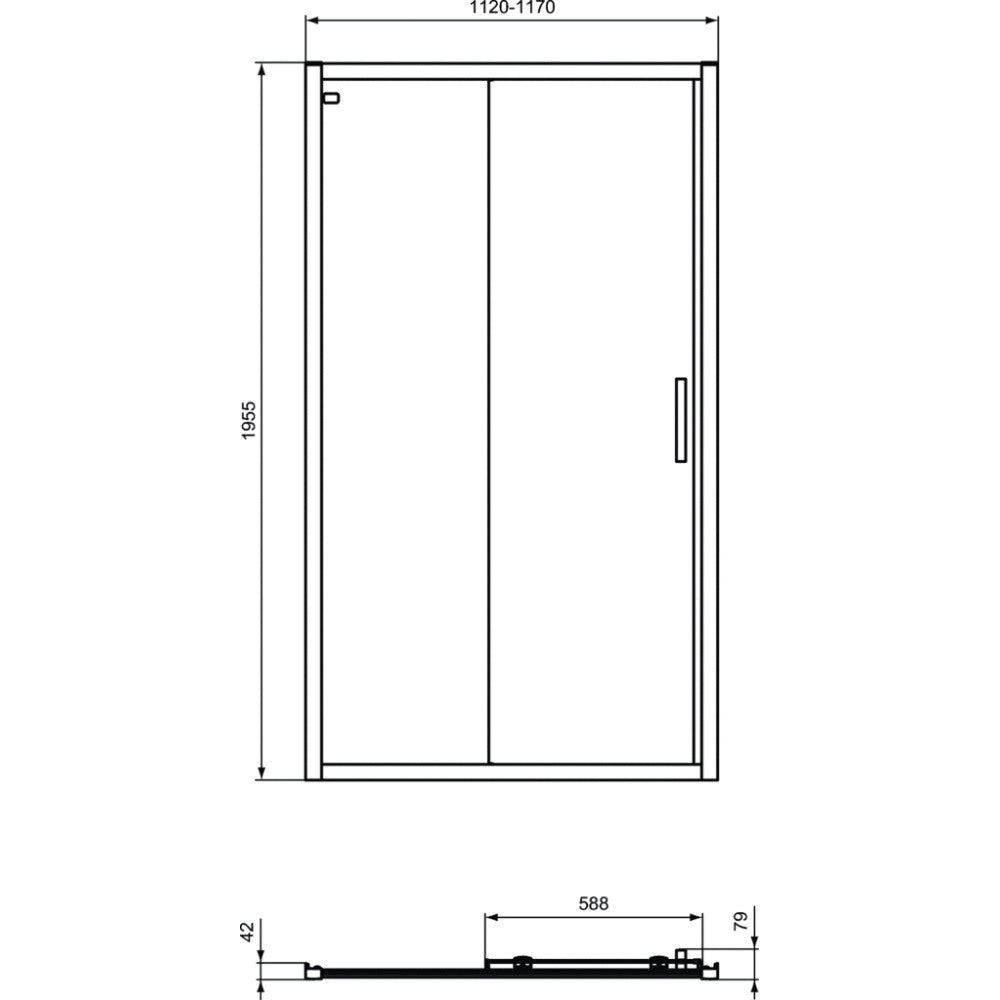 Cabina dus dreptunghiulara cu usa glisanta Ideal Standard Connect 2 115x90 cm