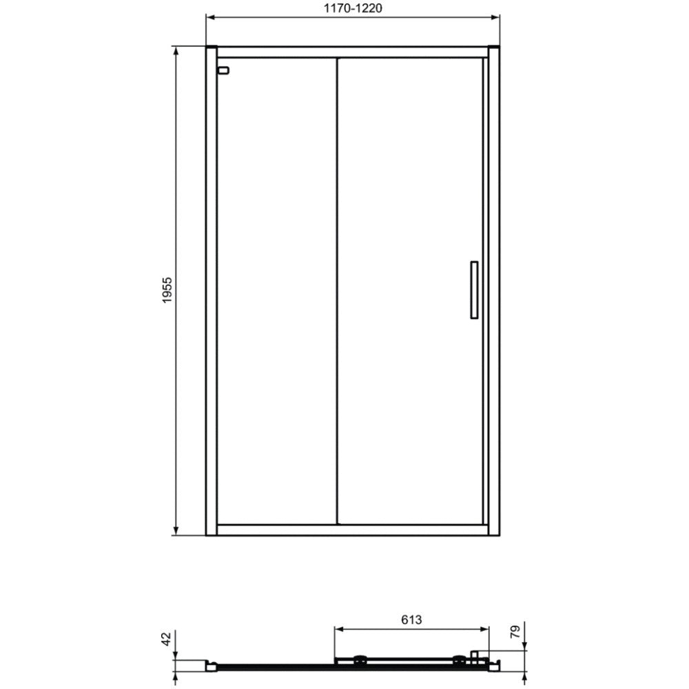Cabina dus dreptunghiulara cu usa glisanta Ideal Standard Connect 2 120x80 cm