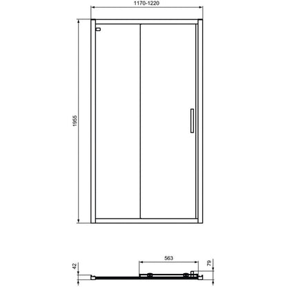 Cabina dus dreptunghiulara cu usa glisanta Ideal Standard Connect 2 120x75 cm, profil negru