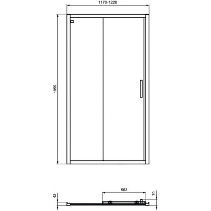 Cabina dus dreptunghiulara cu usa glisanta Ideal Standard Connect 2 120x85 cm, profil negru