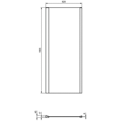 Cabina dus dreptunghiulara cu usa glisanta Ideal Standard Connect 2 120x85 cm, profil negru