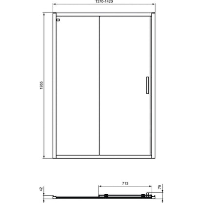Cabina dus dreptunghiulara cu usa glisanta Ideal Standard Connect 2 140x75 cm