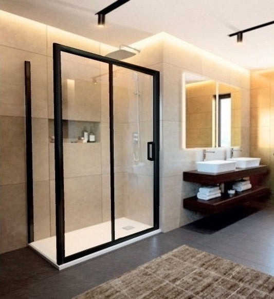 Cabina dus dreptunghiulara cu usa glisanta Ideal Standard Connect 2 140x85 cm, profil negru