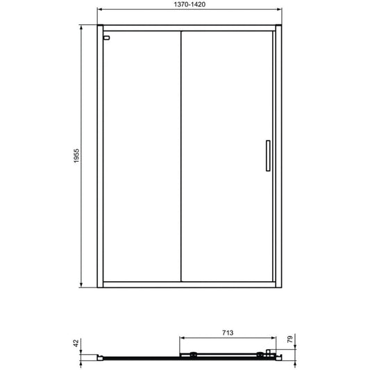 Cabina dus dreptunghiulara cu usa glisanta Ideal Standard Connect 2 140x85 cm, profil negru