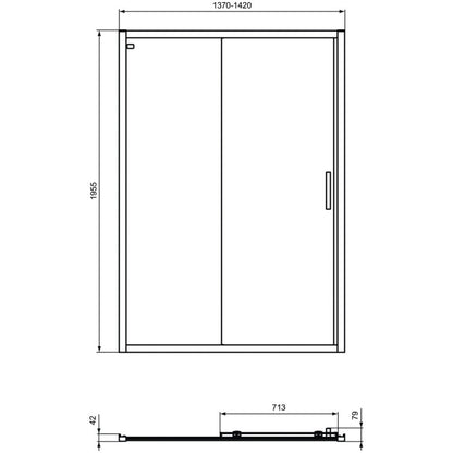 Cabina dus dreptunghiulara cu usa glisanta Ideal Standard Connect 2 140x90 cm, profil negru