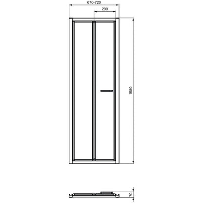 Cabina dus patrata cu usa plianta Ideal Standard Connect 2 70x70 cm