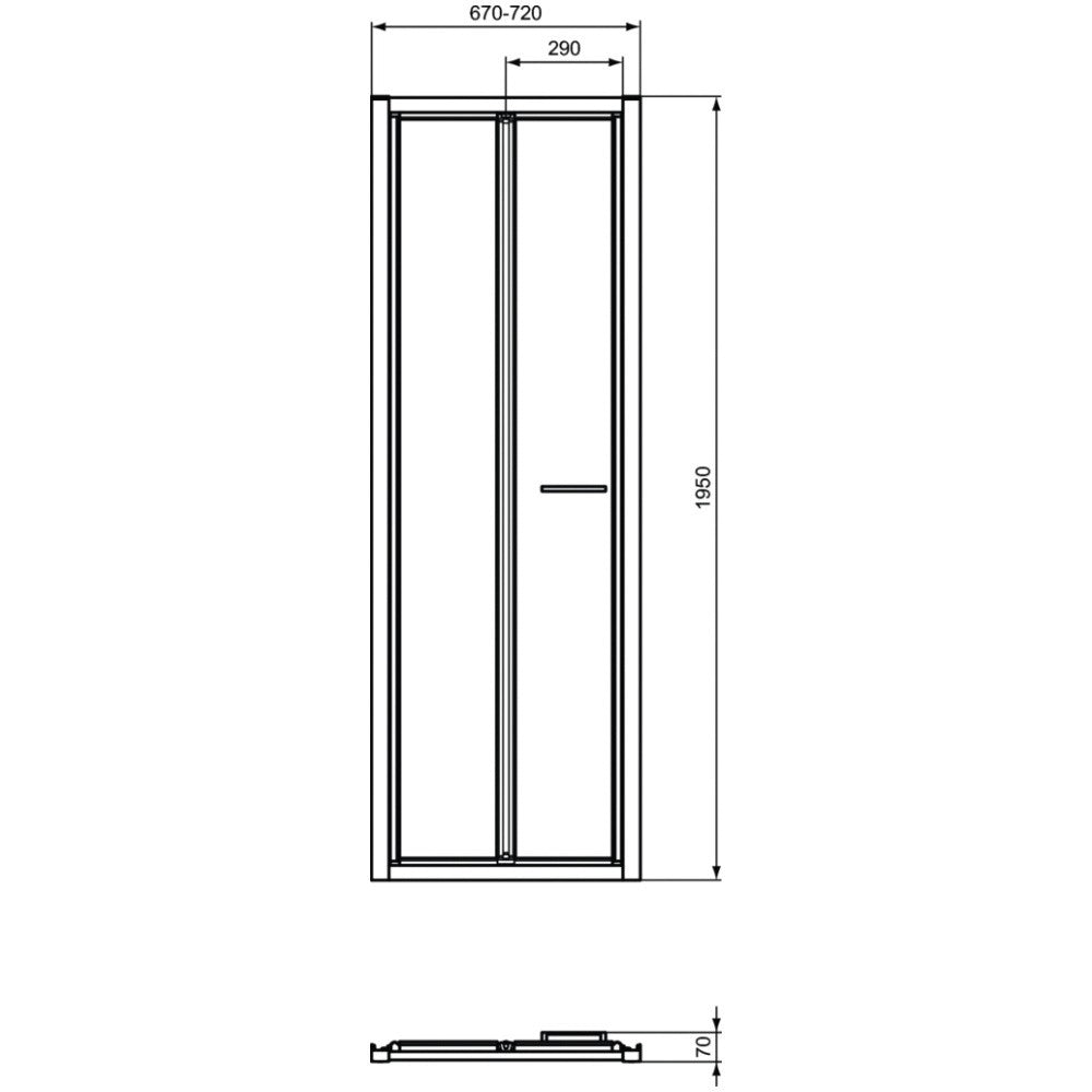 Cabina dus dreptunghiulara cu usa plianta Ideal Standard Connect 2 70x85 cm