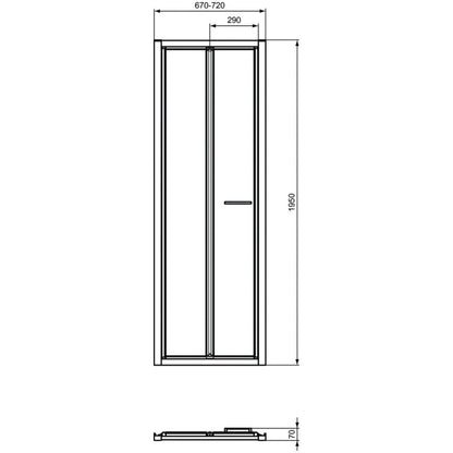Cabina dus dreptunghiulara cu usa plianta Ideal Standard Connect 2 70x85 cm