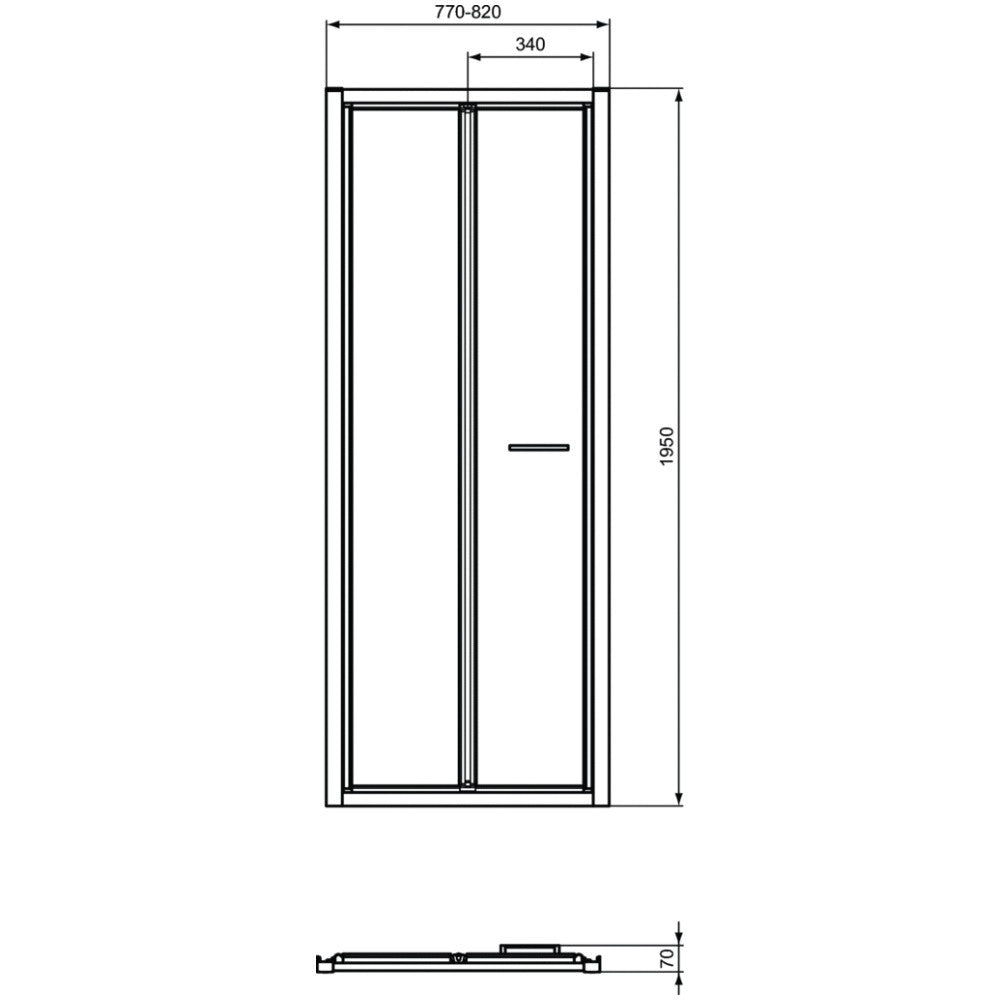Cabina dus dreptunghiulara cu usa plianta Ideal Standard Connect 2 80x85 cm