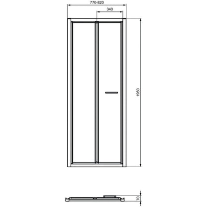Cabina dus dreptunghiulara cu usa plianta Ideal Standard Connect 2 80x85 cm