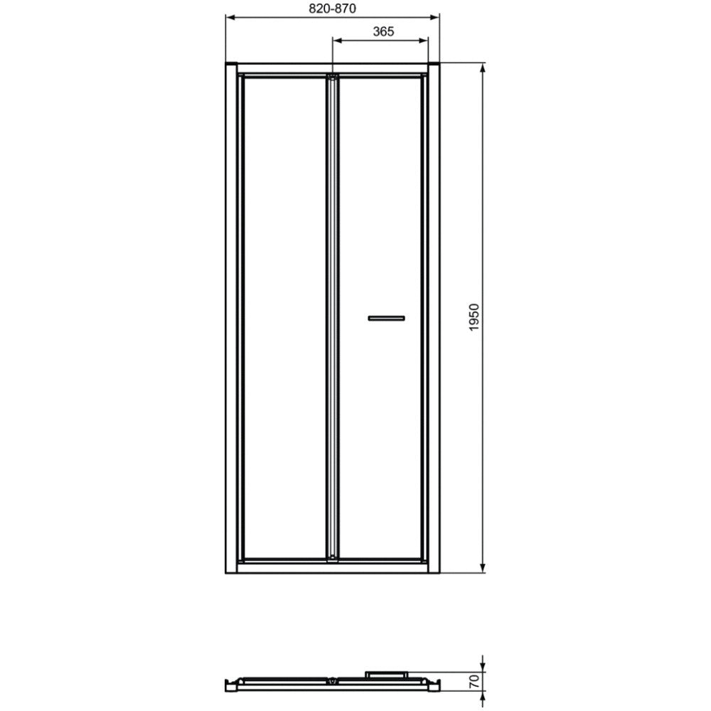 Cabina dus dreptunghiulara cu usa plianta Ideal Standard Connect 2 85x70 cm