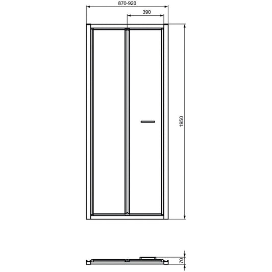 Cabina dus dreptunghiulara cu usa plianta Ideal Standard Connect 2 90x80 cm