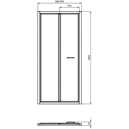 Cabina dus dreptunghiulara cu usa plianta Ideal Standard Connect 2 95x70 cm