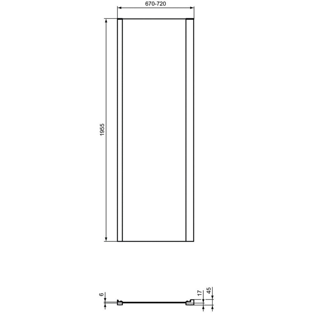 Cabina dus dreptunghiulara cu usa plianta Ideal Standard Connect 2 95x70 cm