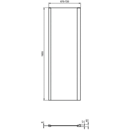 Cabina dus dreptunghiulara cu usa plianta Ideal Standard Connect 2 95x70 cm