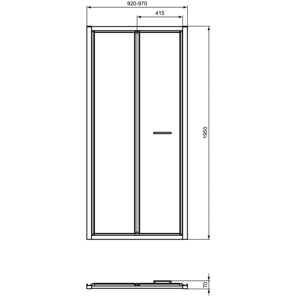 Cabina dus dreptunghiulara cu usa plianta Ideal Standard Connect 2 95x75 cm