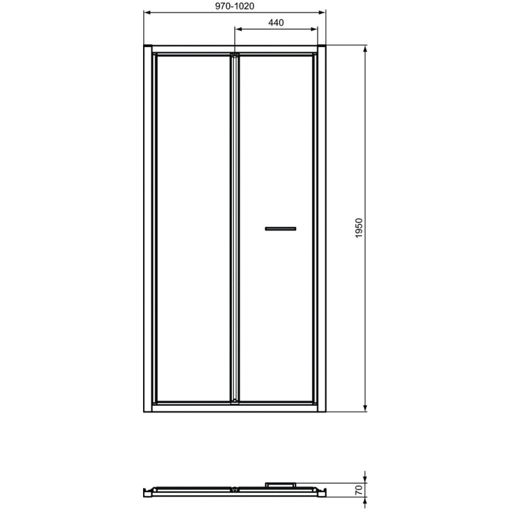 Cabina dus dreptunghiulara cu usa plianta Ideal Standard Connect 2 100x80 cm