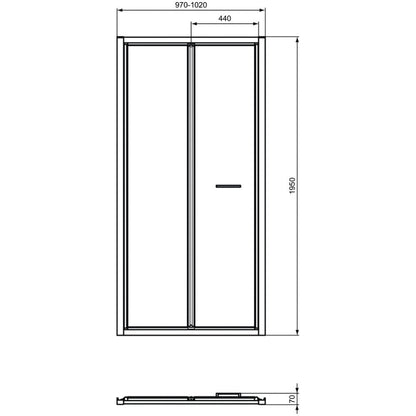 Cabina dus dreptunghiulara cu usa plianta Ideal Standard Connect 2 100x80 cm