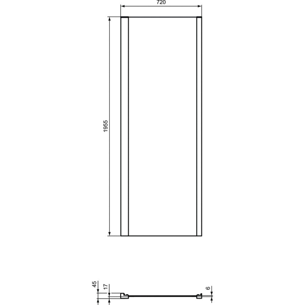 Cabina dus dreptunghiulara cu usa batanta si perete fix Ideal Standard Connect 2 PV 80x75 cm