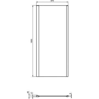 Cabina dus dreptunghiulara cu usa batanta si perete fix Ideal Standard Connect 2 PV 70x90 cm