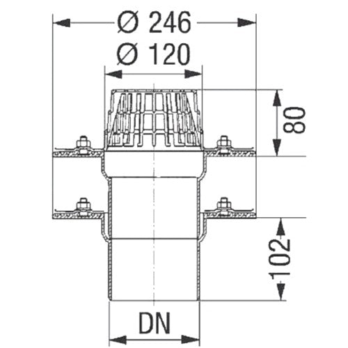 Kessel Sifon exterior pentru terasa, flansa dubla