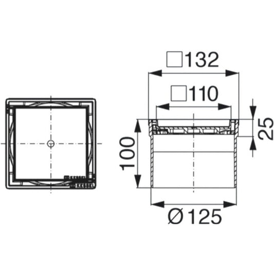 Piesa superioara faiantabila Kessel Ø12 cm, rama plastic