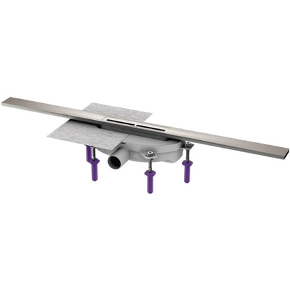 Rigola dus Kessel Linearis Infinity 60 cu clapeta Megastop si sita par, 110 cm, crom mat