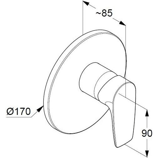 Kludi Pure&Solid Baterie dus Ø17 cm, montaj incastrat