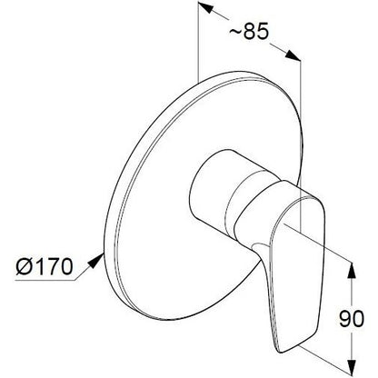 Kludi Pure&Solid Baterie dus Ø17 cm, montaj incastrat