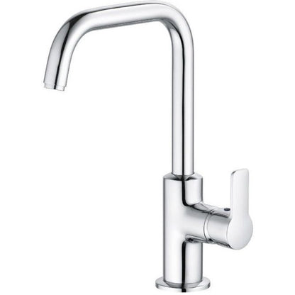 Baterie lavoar pe blat Kludi Pure&Easy, pipa pivotanta H28 cm si ventil pop-up metalic