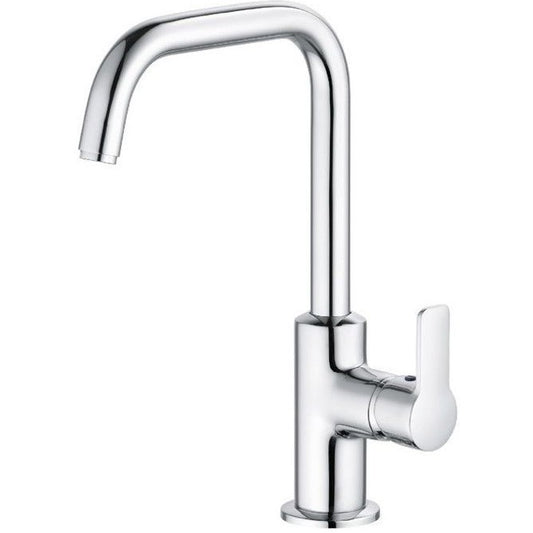 Baterie lavoar pe blat Kludi Pure&Easy, pipa pivotanta H28 cm si ventil pop-up metalic