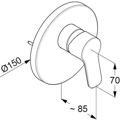 Kludi Pure&Easy Baterie dus Ø15 cm, montaj incastrat