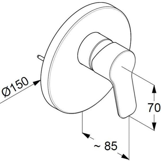 Kludi Pure&Easy Baterie dus Ø15 cm, montaj incastrat