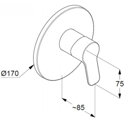 Kludi Pure&Easy Baterie dus Ø17 cm, montaj incastrat