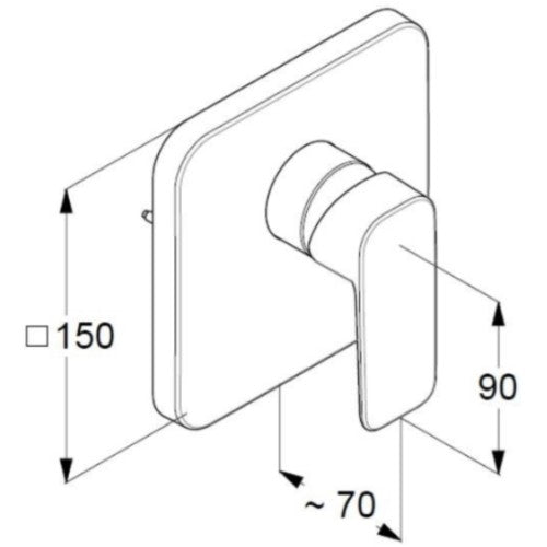 Kludi Pure&Style Baterie dus 15x15 cm, montaj incastrat