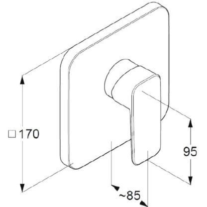 Kludi Pure&Style Baterie dus 17x17 cm, montaj incastrat