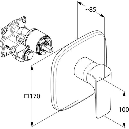 Kludi Ameo Baterie dus monocomanda, montaj incastrat