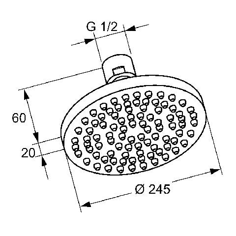 Palarie dus fix Kludi Freshline, Ø25 cm