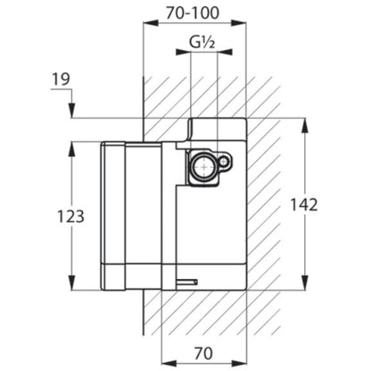 Kludi Zenta-E Corp incastrat pentru baterie electronica cu mixare apa, alimentare baterie 6V