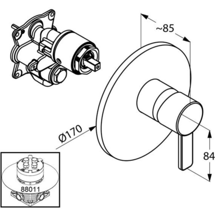 Kludi Zenta Baterie dus incastrata, crom