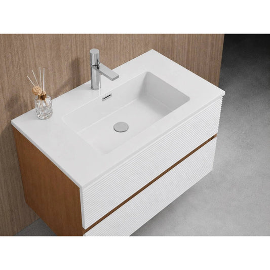 KUMA Bella 80 alb-wood lucios - detaliu set mobilier baie