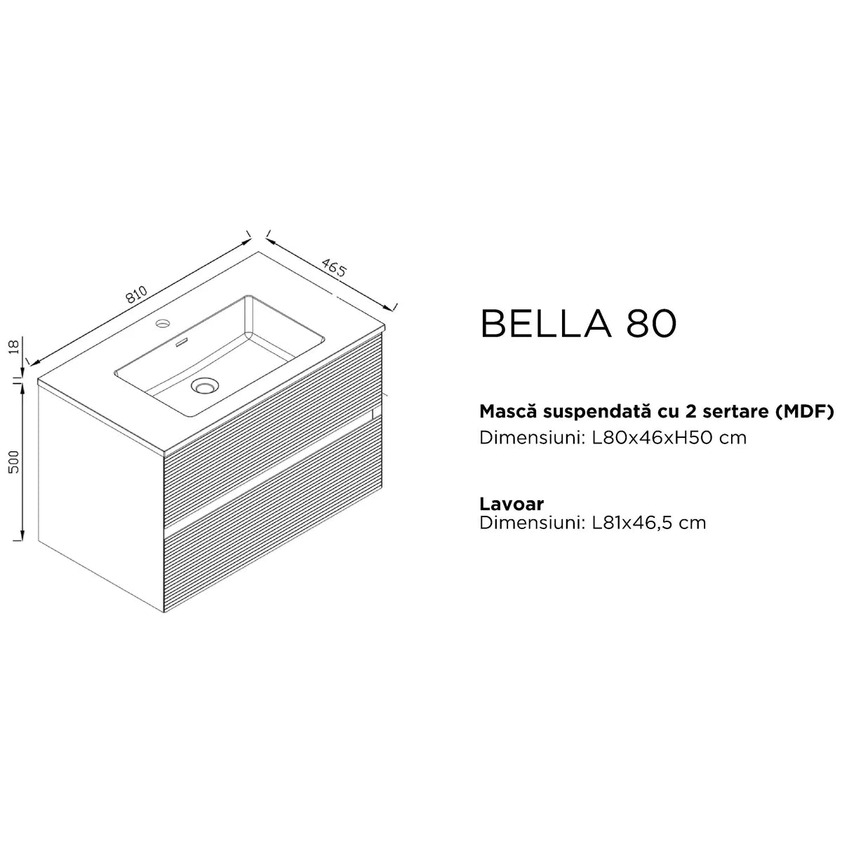 KUMA Bella 80 - schita tehnica